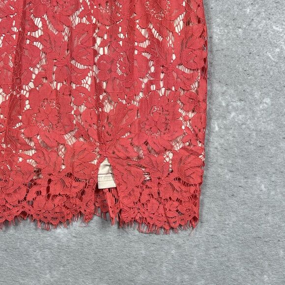 PAPAYA Dress Women Size Large Coral Sleeveless Lace Short Bodycon Slit - Picture 5 of 13